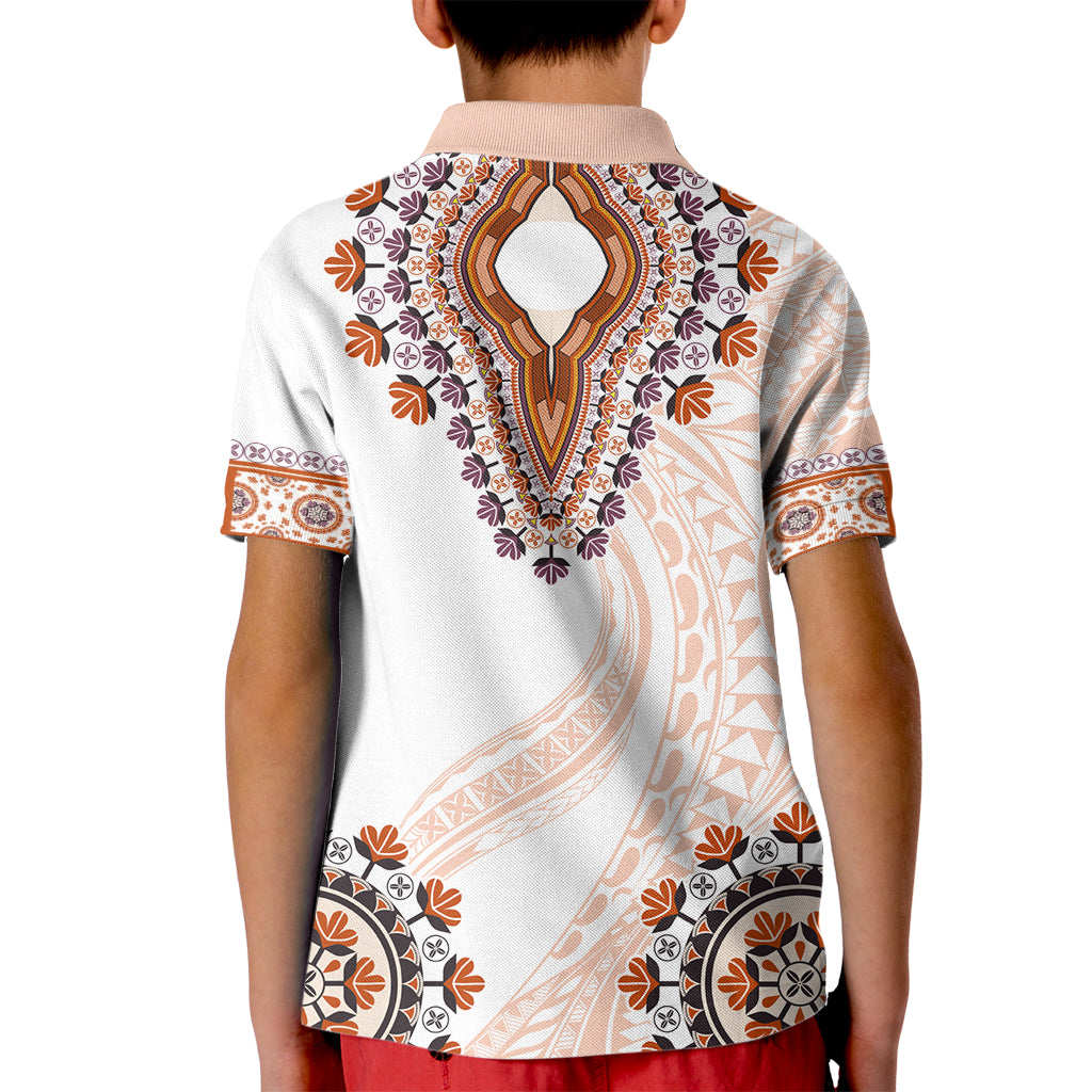 Africa Dashiki Kid Polo Shirt With Polynesian Pattern Beige Version LT05 - Polynesian Pride