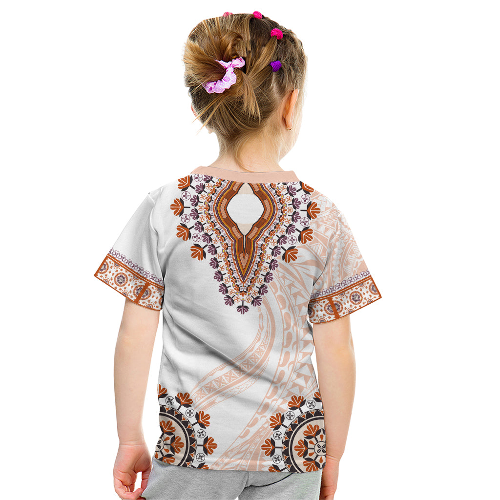 Africa Dashiki Kid T Shirt With Polynesian Pattern Beige Version LT05 - Polynesian Pride