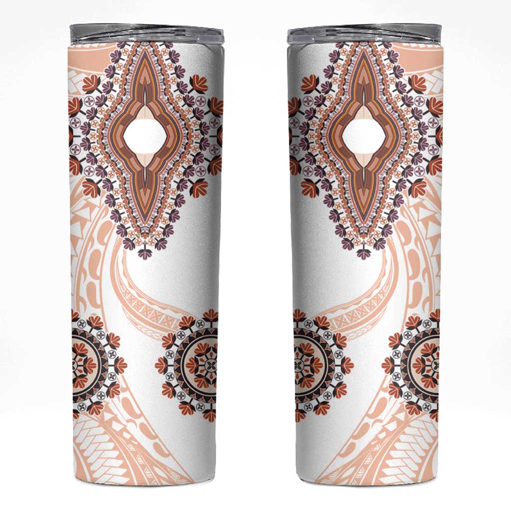 Africa Dashiki Skinny Tumbler With Polynesian Pattern Beige Version