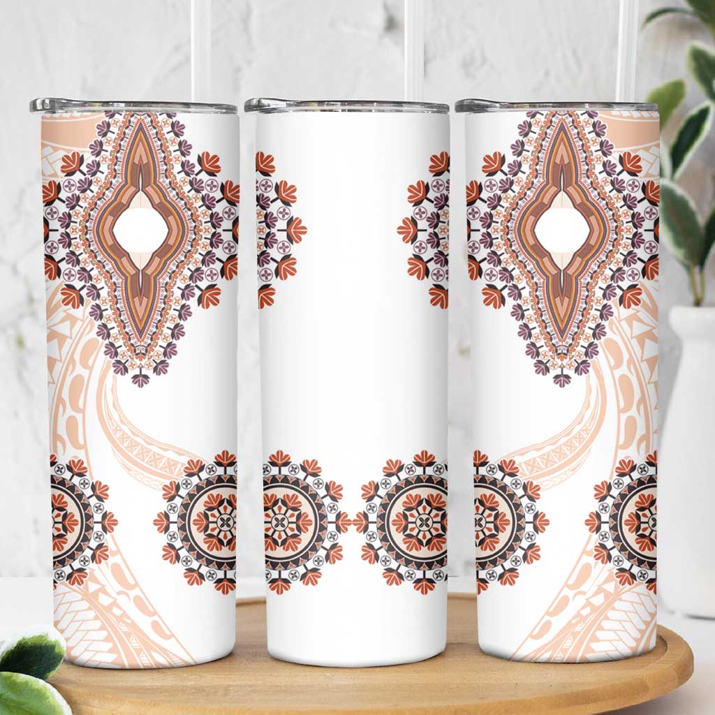 Africa Dashiki Skinny Tumbler With Polynesian Pattern Beige Version