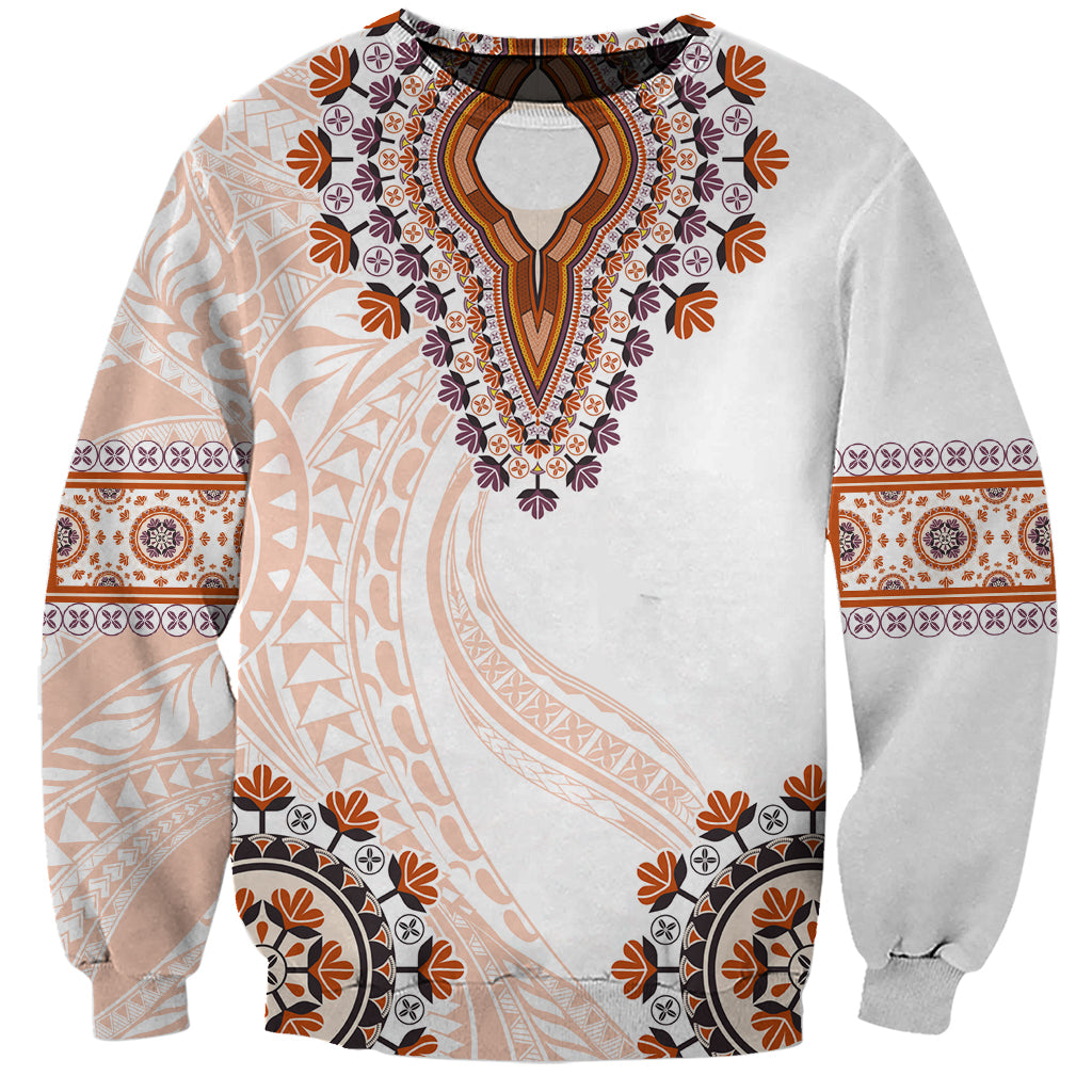 Africa Dashiki Sweatshirt With Polynesian Pattern Beige Version LT05 Unisex Beige - Polynesian Pride