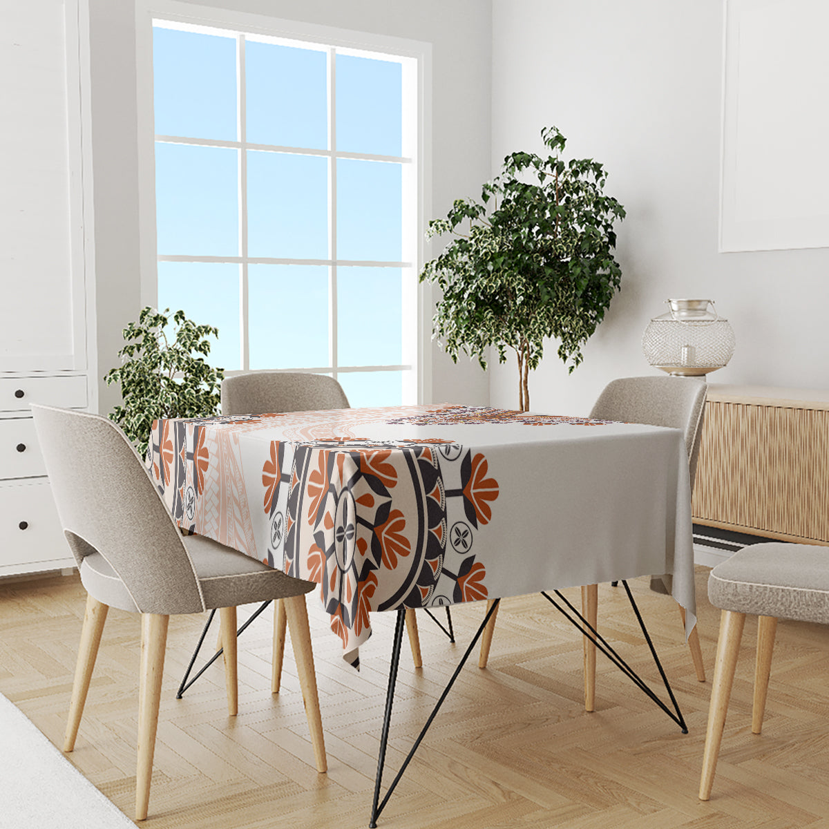 Africa Dashiki Tablecloth With Polynesian Pattern Beige Version