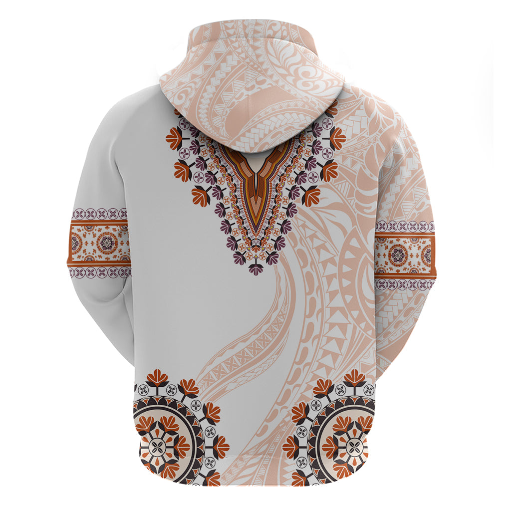 Africa Dashiki Zip Hoodie With Polynesian Pattern Beige Version LT05 - Polynesian Pride