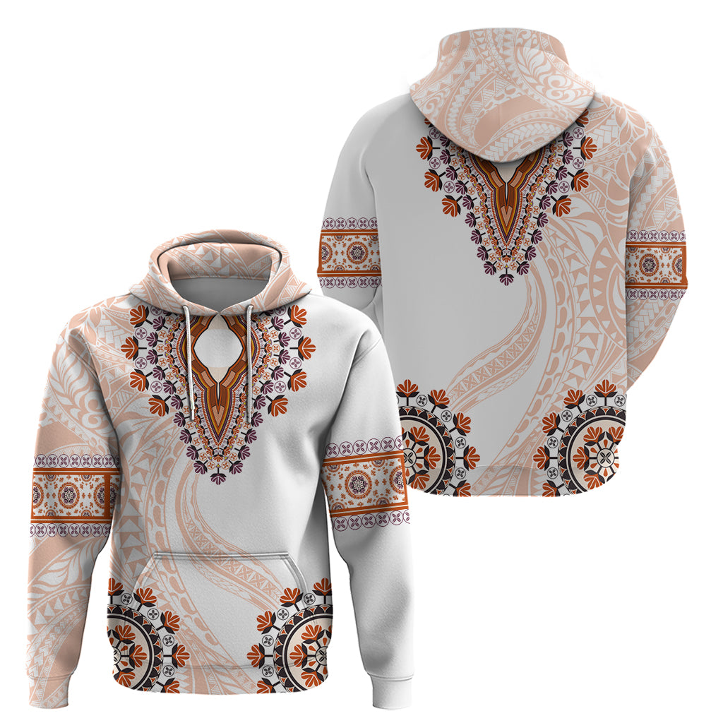 Africa Dashiki Zip Hoodie With Polynesian Pattern Beige Version LT05 - Polynesian Pride
