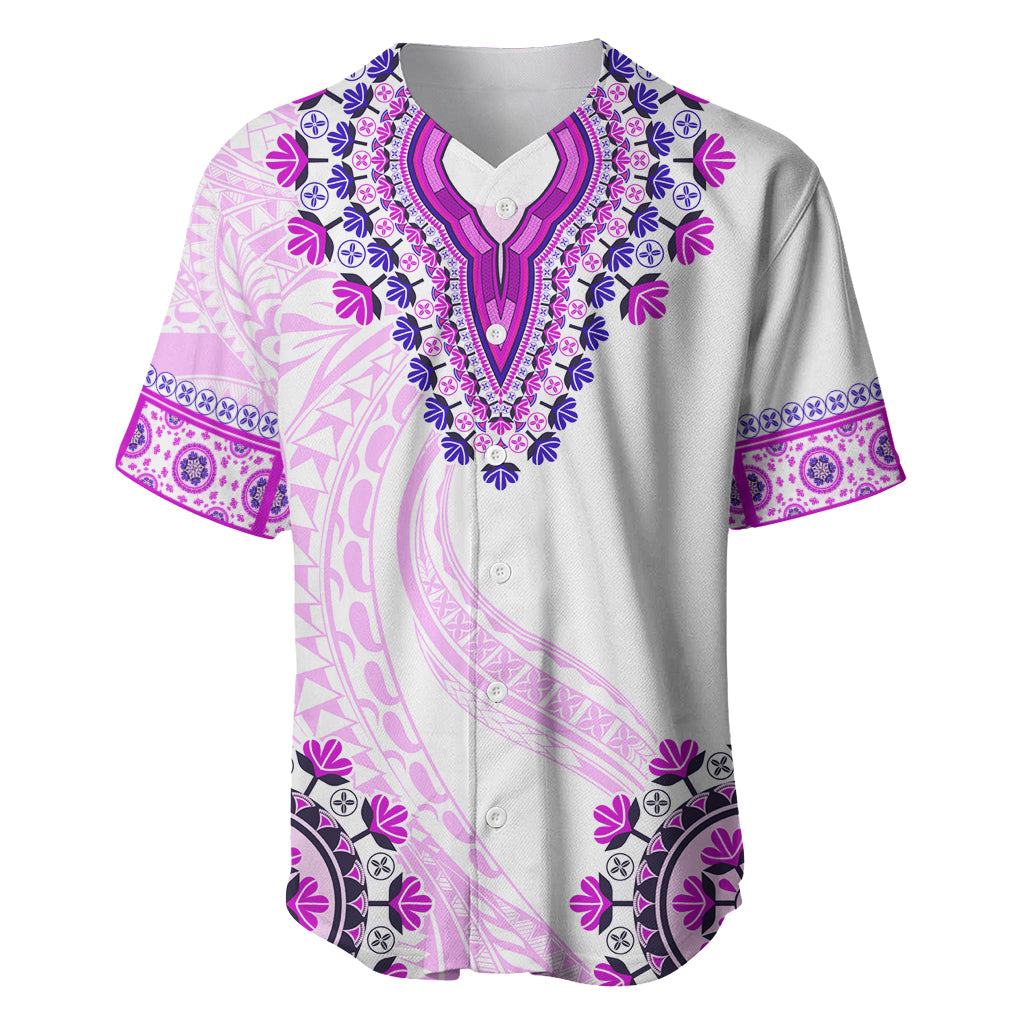 Africa Dashiki Baseball Jersey With Polynesian Pattern Pink Version LT05 Pink - Polynesian Pride