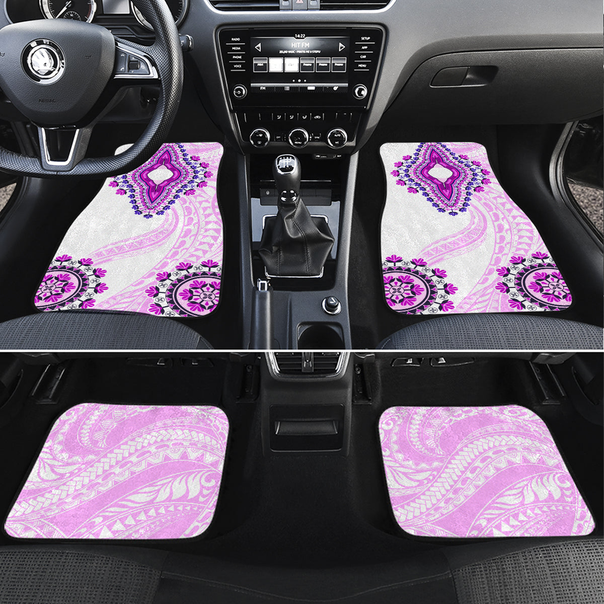 Africa Dashiki Car Mats With Polynesian Pattern Pink Version