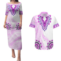 Africa Dashiki Couples Matching Puletasi and Hawaiian Shirt With Polynesian Pattern Pink Version LT05 Pink - Polynesian Pride