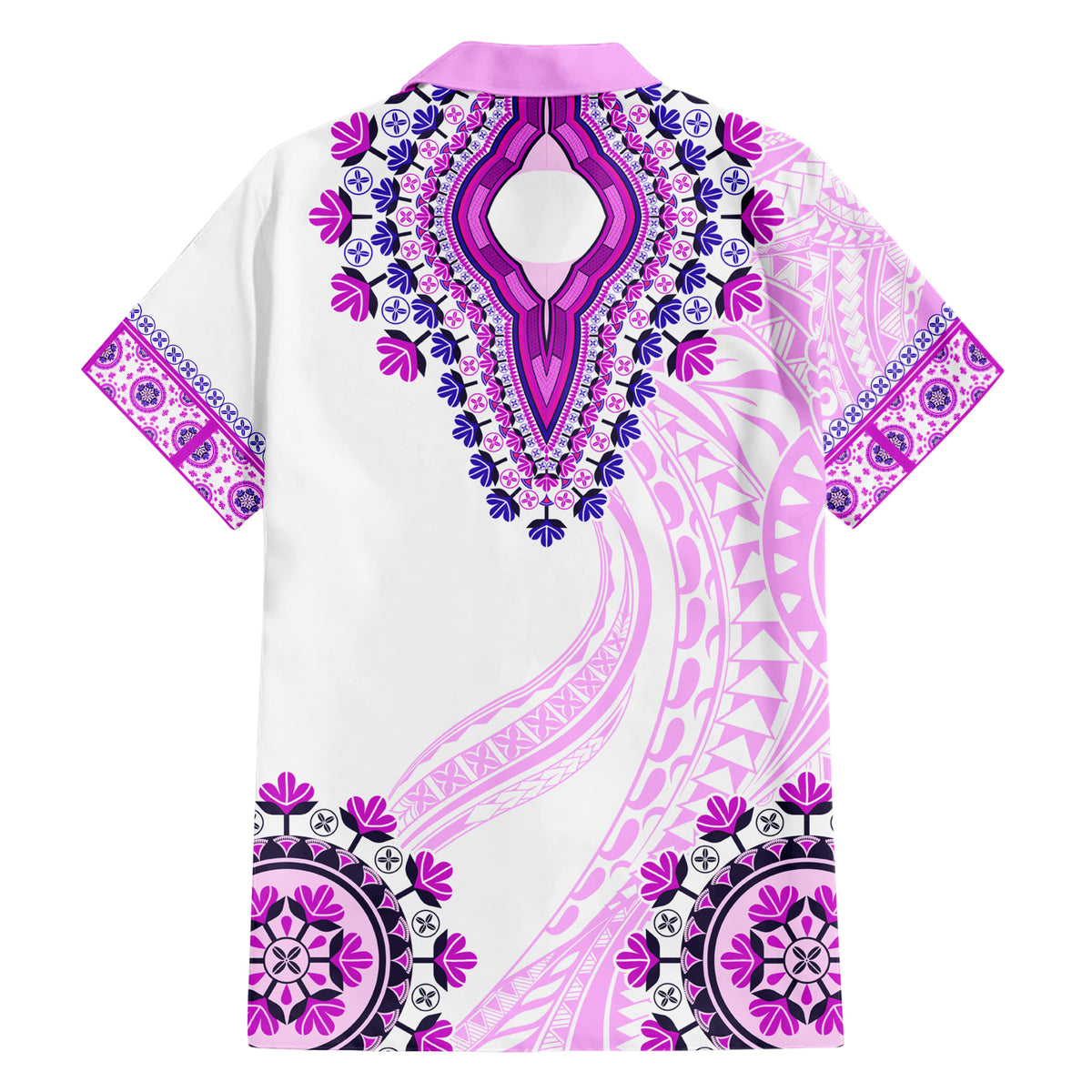 Africa Dashiki Family Matching Short Sleeve Bodycon Dress and Hawaiian Shirt With Polynesian Pattern Pink Version LT05 - Polynesian Pride