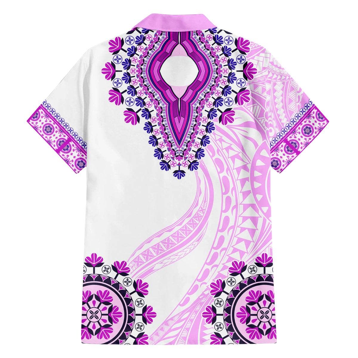 Africa Dashiki Family Matching Summer Maxi Dress and Hawaiian Shirt With Polynesian Pattern Pink Version LT05 - Polynesian Pride