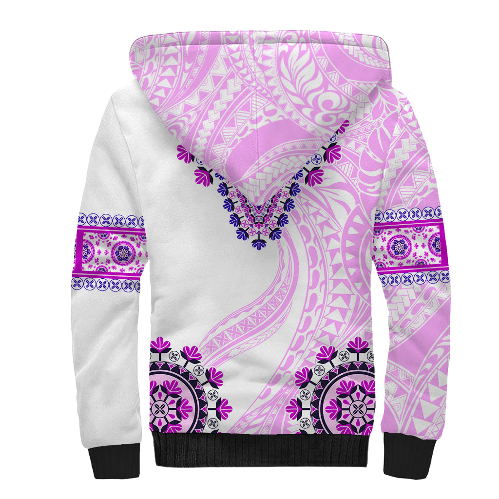 Africa Dashiki Sherpa Hoodie With Polynesian Pattern Pink Version LT05 - Polynesian Pride
