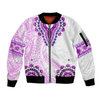 Africa Dashiki Sleeve Zip Bomber Jacket With Polynesian Pattern Pink Version LT05 Unisex Pink - Polynesian Pride