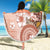 Tonga Ngatu Pattern With Light Tabasco Hibiscus Beach Blanket Oil Painting Style