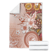 Tonga Ngatu Pattern With Light Tabasco Hibiscus Blanket Oil Painting Style