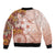 Tonga Ngatu Pattern With Light Tabasco Hibiscus Bomber Jacket Oil Painting Style LT05 - Polynesian Pride