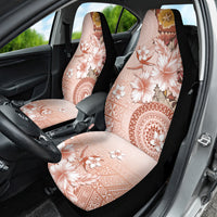 Tonga Ngatu Pattern With Light Tabasco Hibiscus Car Seat Cover Oil Painting Style