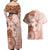 Tonga Ngatu Pattern With Light Tabasco Hibiscus Couples Matching Off Shoulder Maxi Dress and Hawaiian Shirt Oil Painting Style LT05 - Polynesian Pride