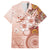 Tonga Ngatu Pattern With Light Tabasco Hibiscus Family Matching Off Shoulder Short Dress and Hawaiian Shirt Oil Painting Style LT05 Dad's Shirt - Short Sleeve Light Tabasco - Polynesian Pride