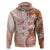 Tonga Ngatu Pattern With Light Tabasco Hibiscus Hoodie Oil Painting Style LT05 Zip Hoodie Light Tabasco - Polynesian Pride