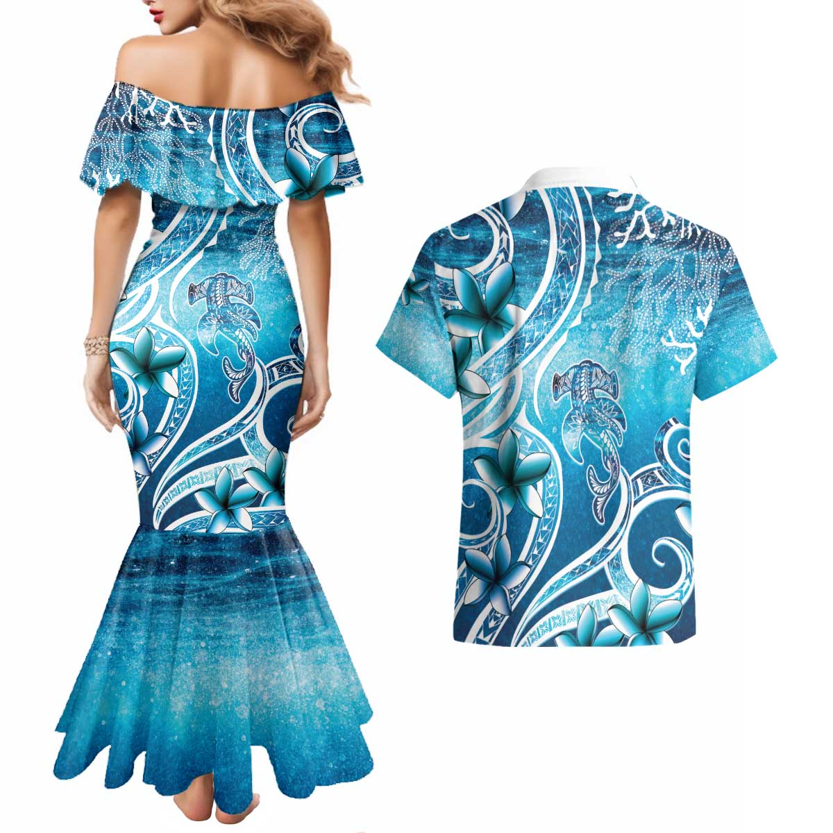 Polynesia World Ocean Day Couples Matching Mermaid Dress and Hawaiian Shirt Ocean Style LT05 - Polynesian Pride