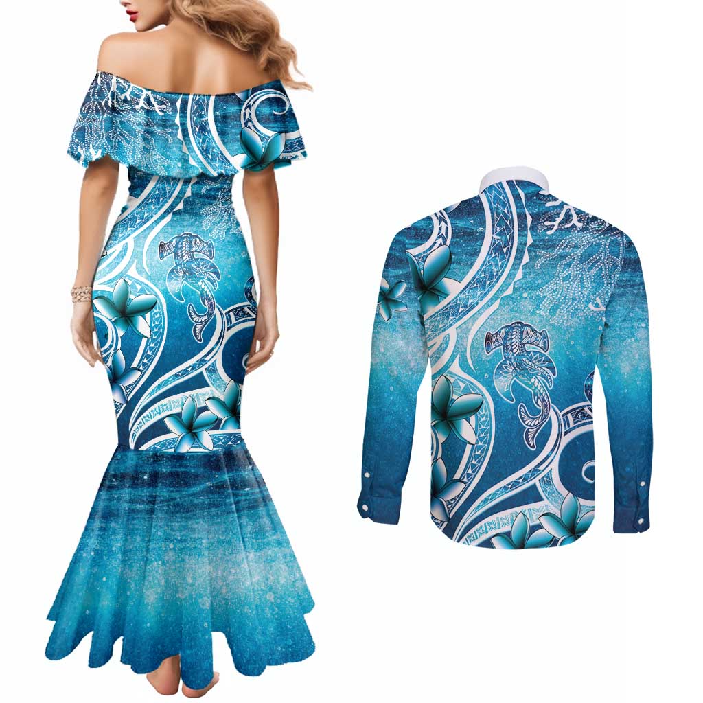 Polynesia World Ocean Day Couples Matching Mermaid Dress and Long Sleeve Button Shirt Ocean Style LT05 - Polynesian Pride