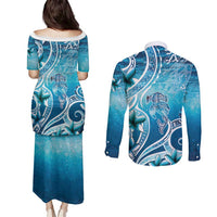 Polynesia World Ocean Day Couples Matching Puletasi and Long Sleeve Button Shirt Ocean Style LT05 - Polynesian Pride