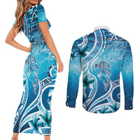 Polynesia World Ocean Day Couples Matching Short Sleeve Bodycon Dress and Long Sleeve Button Shirt Ocean Style LT05 - Polynesian Pride