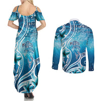 Polynesia World Ocean Day Couples Matching Summer Maxi Dress and Long Sleeve Button Shirt Ocean Style LT05 - Polynesian Pride