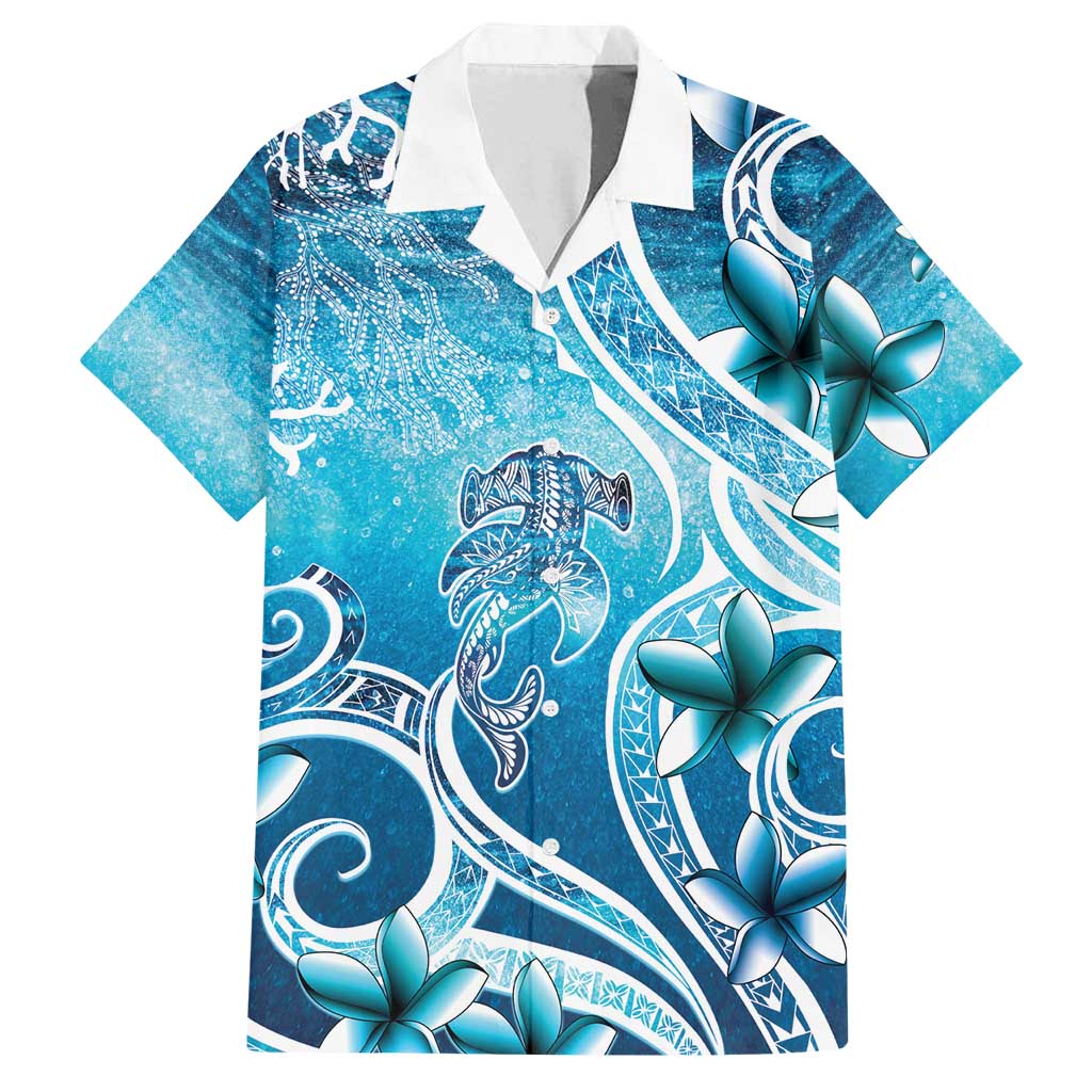 Polynesia World Ocean Day Family Matching Tank Maxi Dress and Hawaiian Shirt Ocean Style LT05 Dad's Shirt - Short Sleeve Blue - Polynesian Pride