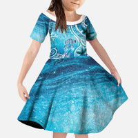 Polynesia World Ocean Day Kid Short Sleeve Dress Ocean Style LT05 KID Blue - Polynesian Pride