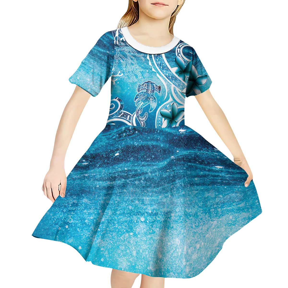 Polynesia World Ocean Day Kid Short Sleeve Dress Ocean Style LT05 - Polynesian Pride