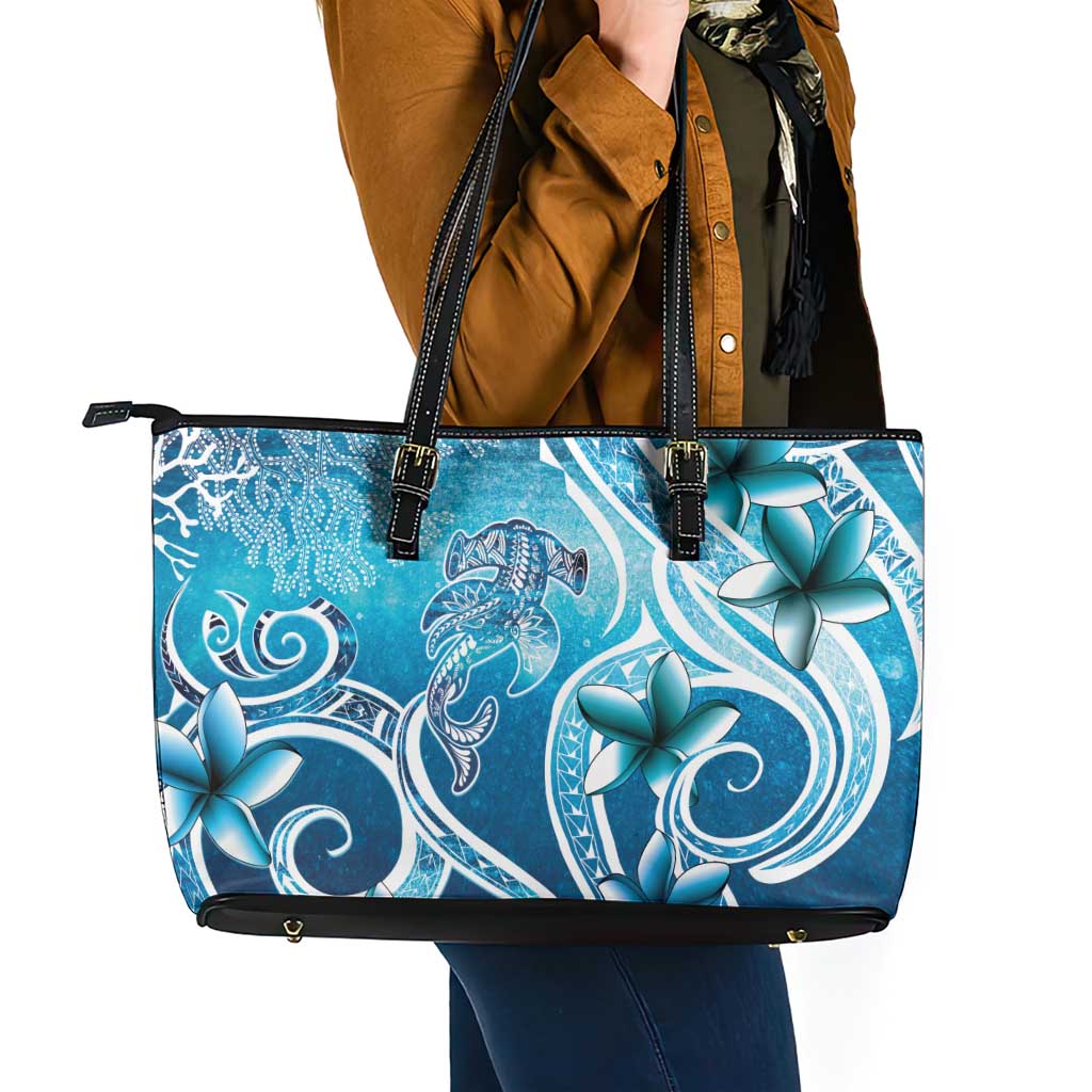 Polynesia World Ocean Day Leather Tote Bag Ocean Style