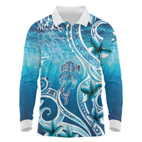 Polynesia World Ocean Day Long Sleeve Polo Shirt Ocean Style LT05 Blue - Polynesian Pride