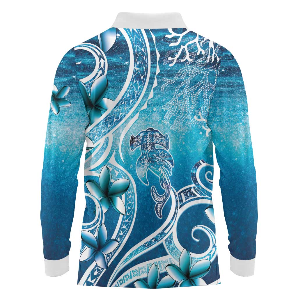 Polynesia World Ocean Day Long Sleeve Polo Shirt Ocean Style LT05 - Polynesian Pride