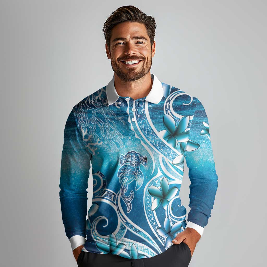 Polynesia World Ocean Day Long Sleeve Polo Shirt Ocean Style LT05 - Polynesian Pride