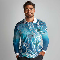 Polynesia World Ocean Day Long Sleeve Polo Shirt Ocean Style LT05 - Polynesian Pride