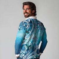 Polynesia World Ocean Day Long Sleeve Polo Shirt Ocean Style LT05 - Polynesian Pride