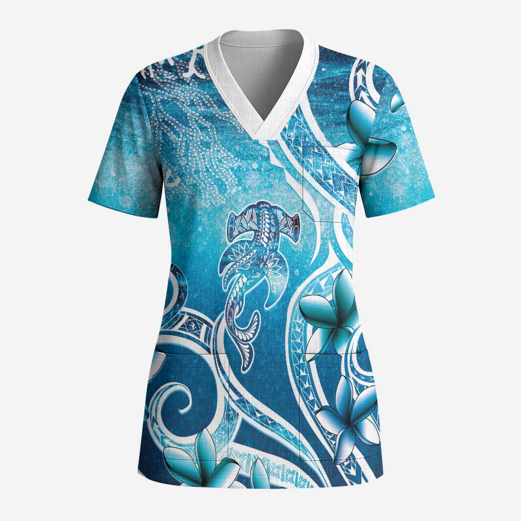 Polynesia World Ocean Day Scrub Top Ocean Style LT05 Adult Blue - Polynesian Pride