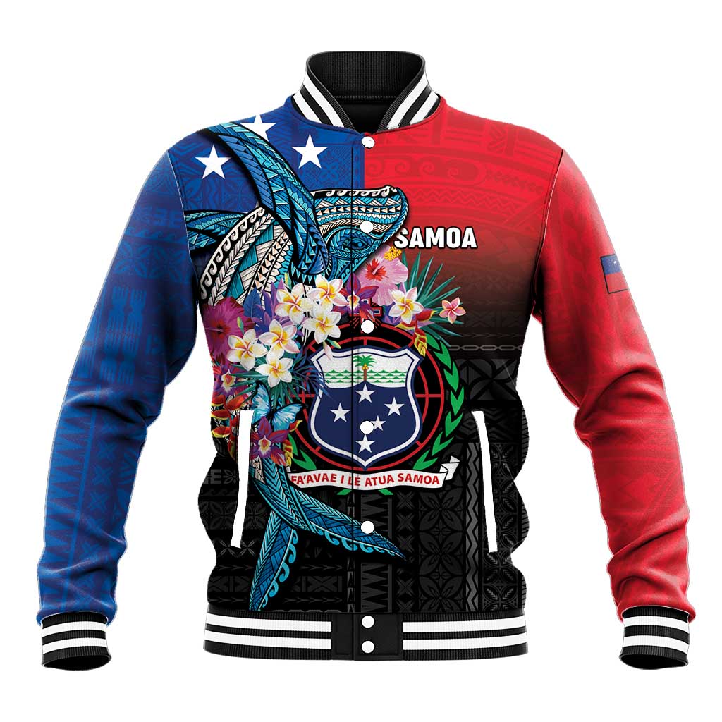 Samoa Baseball Jacket Humpback Whale Siapo Pattern LT05 Unisex Blue - Polynesian Pride