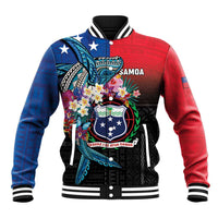 Samoa Baseball Jacket Humpback Whale Siapo Pattern LT05 Unisex Blue - Polynesian Pride