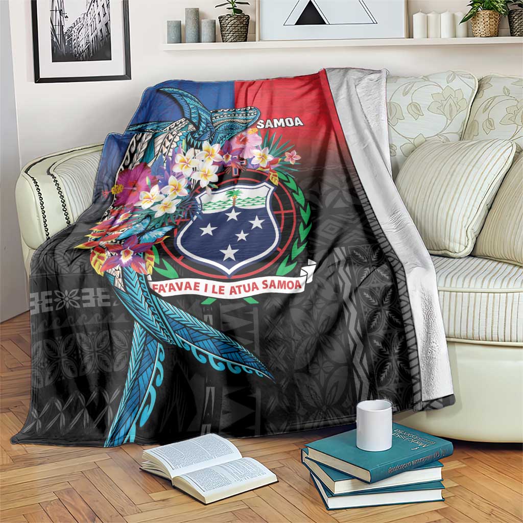 Samoa Blanket Humpback Whale Siapo Pattern LT05 Blue - Polynesian Pride