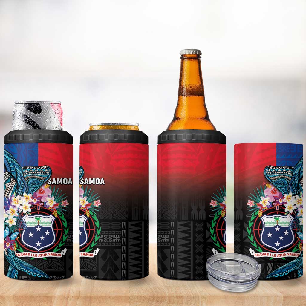 Samoa 4 in 1 Can Cooler Tumbler Humpback Whale Siapo Pattern LT05 - Polynesian Pride