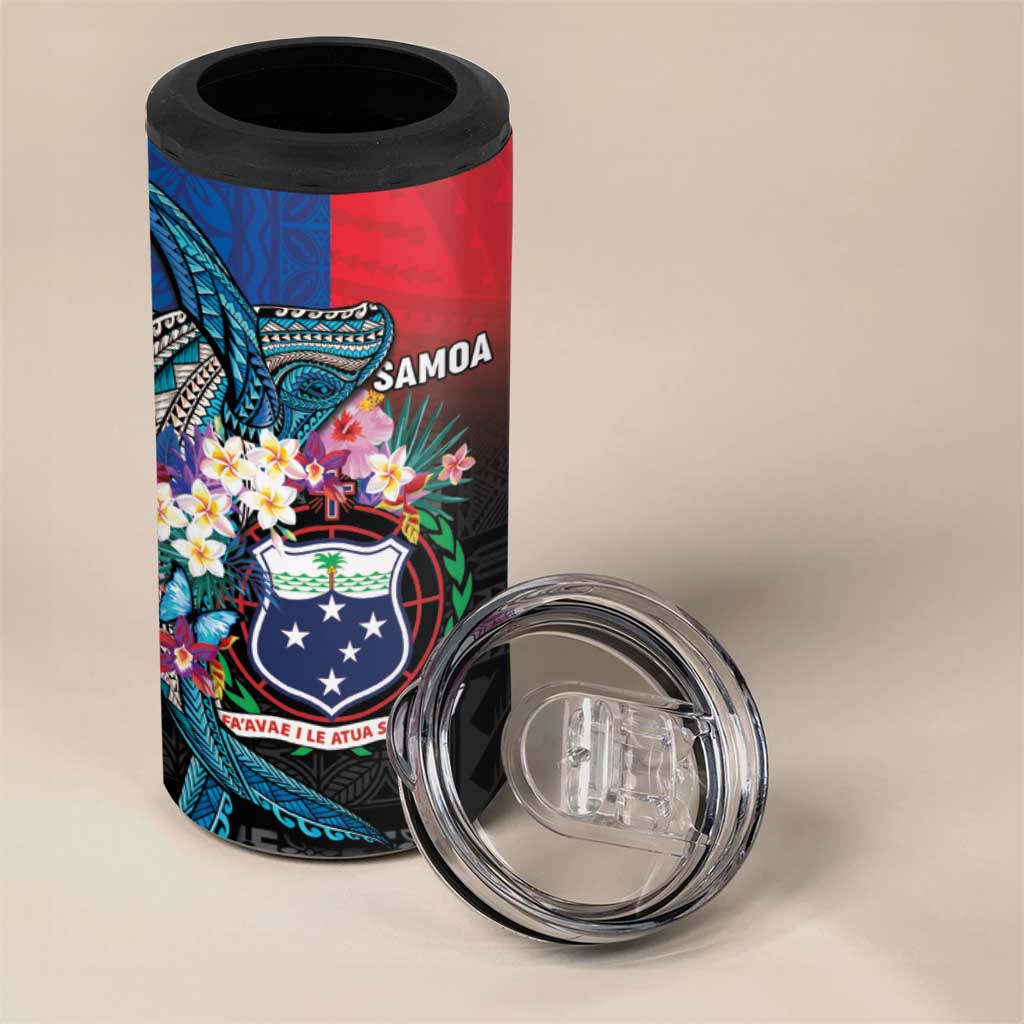 Samoa 4 in 1 Can Cooler Tumbler Humpback Whale Siapo Pattern LT05 - Polynesian Pride