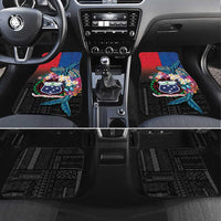Samoa Car Mats Humpback Whale Siapo Pattern LT05 Set 4pcs Blue - Polynesian Pride