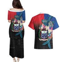 Samoa Couples Matching Puletasi and Hawaiian Shirt Humpback Whale Siapo Pattern LT05 - Polynesian Pride