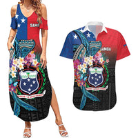 Samoa Couples Matching Summer Maxi Dress and Hawaiian Shirt Humpback Whale Siapo Pattern LT05 Blue - Polynesian Pride
