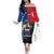 Samoa Family Matching Off The Shoulder Long Sleeve Dress and Hawaiian Shirt Humpback Whale Siapo Pattern