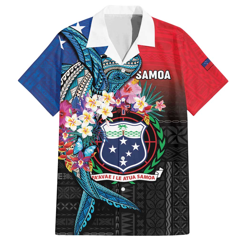Samoa Family Matching Off Shoulder Short Dress and Hawaiian Shirt Humpback Whale Siapo Pattern