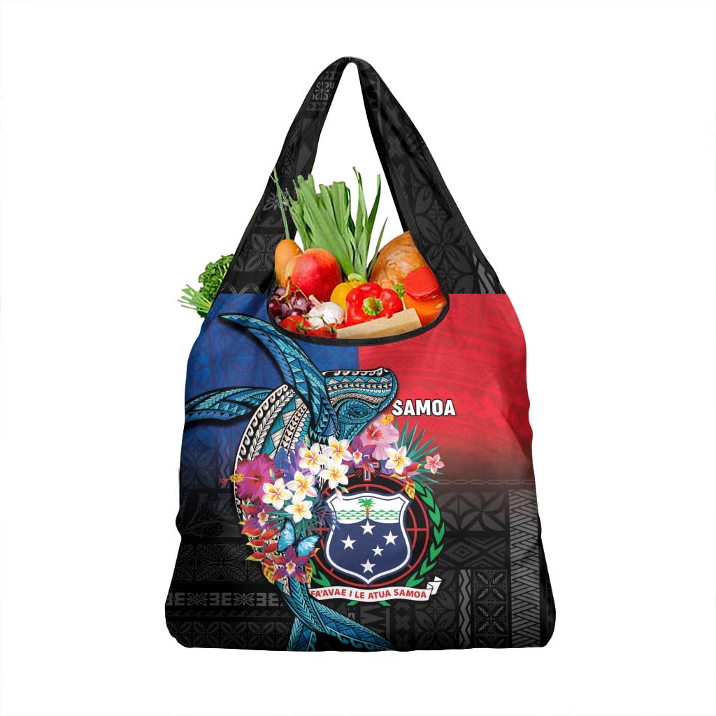Samoa Grocery Bag Humpback Whale Siapo Pattern LT05 1-pack One Size Blue - Polynesian Pride