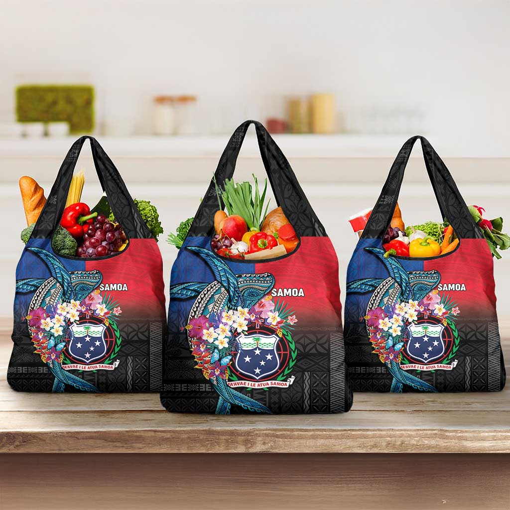 Samoa Grocery Bag Humpback Whale Siapo Pattern LT05 3-pack One Size Blue - Polynesian Pride