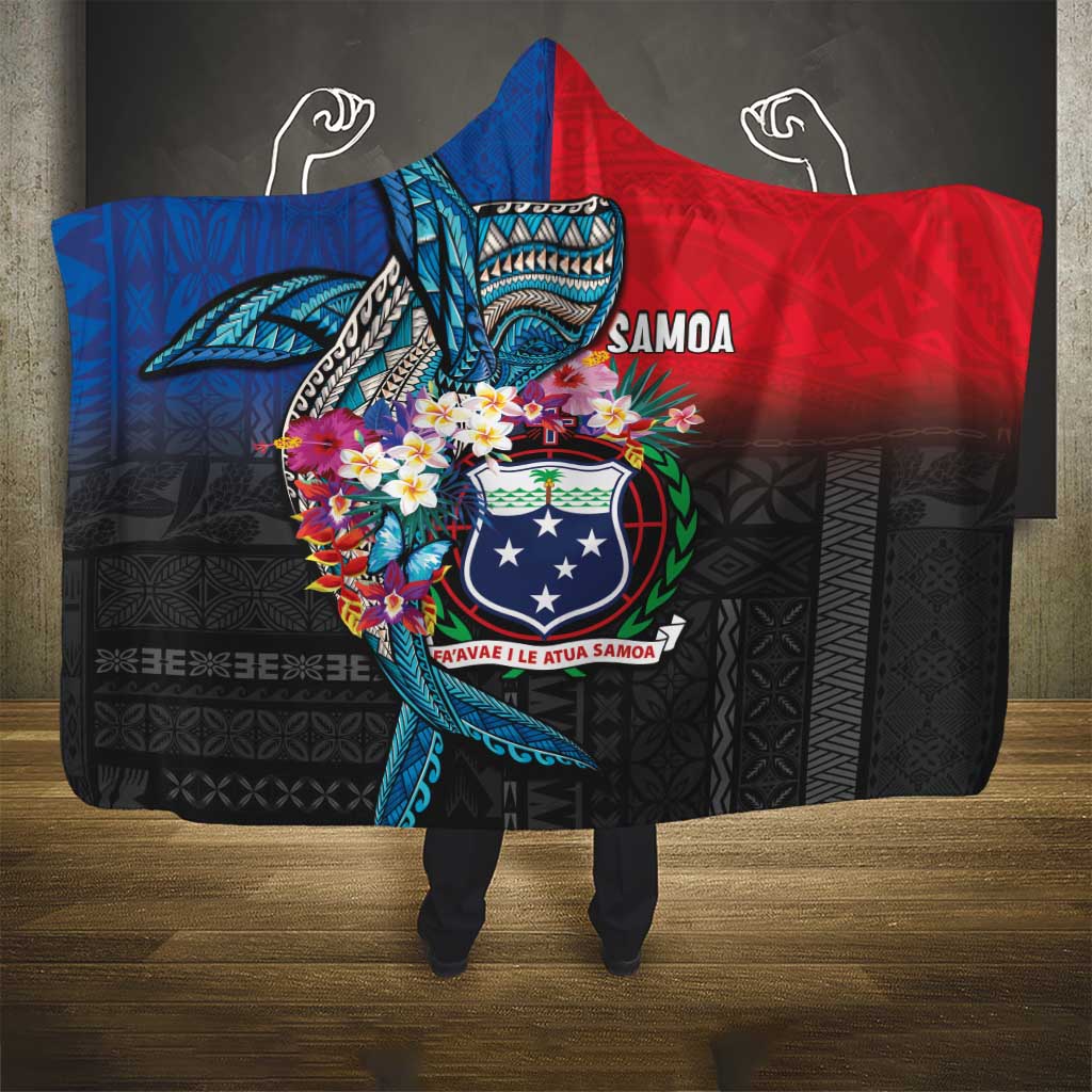 Samoa Hooded Blanket Humpback Whale Siapo Pattern LT05 - Polynesian Pride